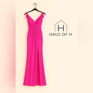 Haus of H Fuchsia Twist-Front Gown